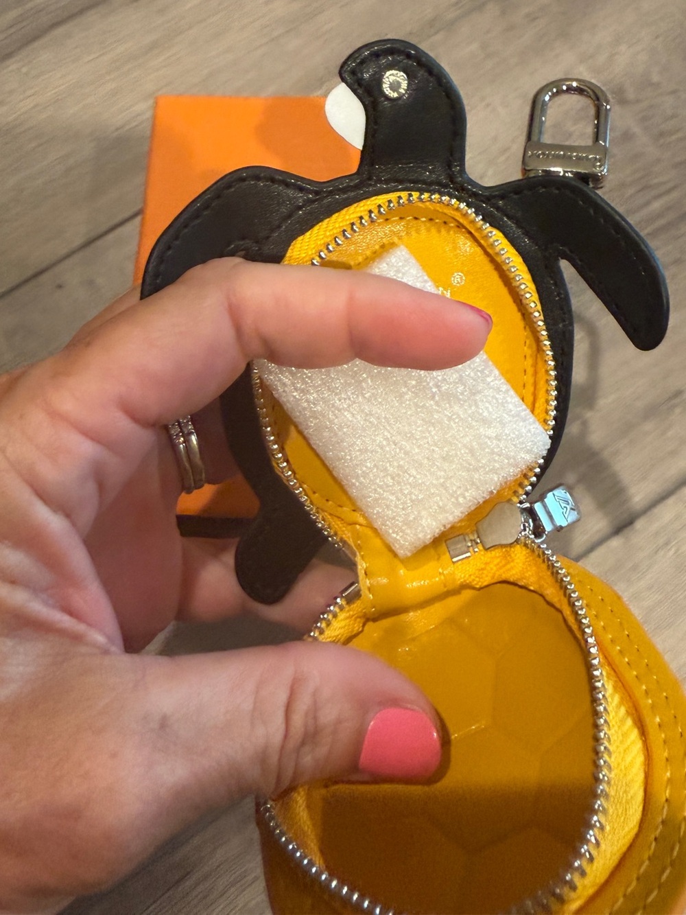 Turtle Coin Purse Keychain - Black and Yellow